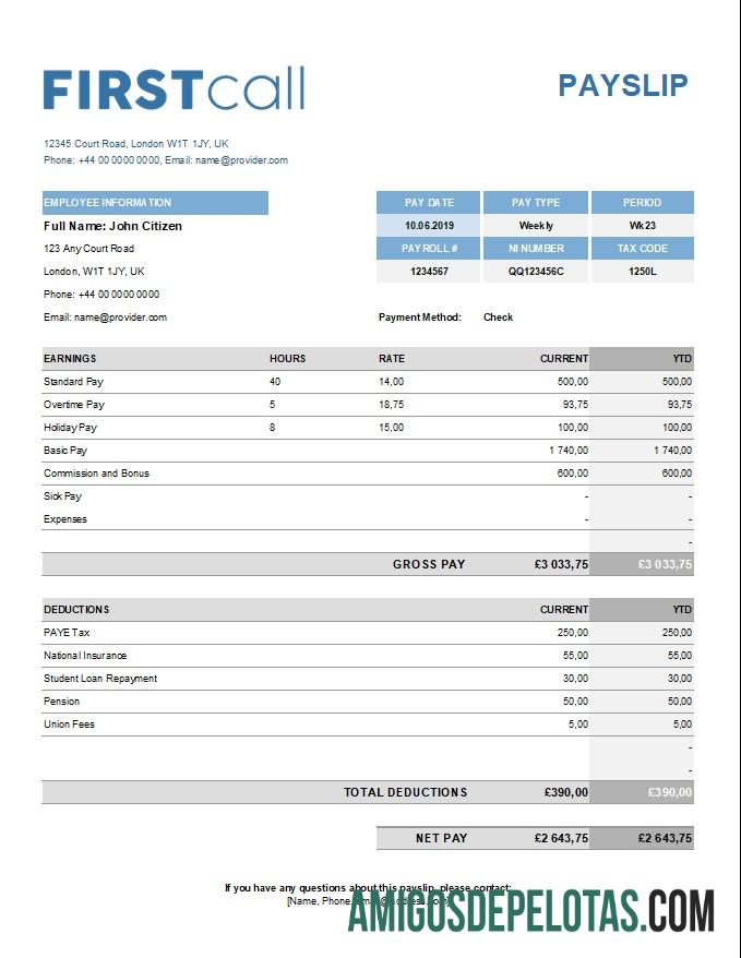 Para download Modelo de contracheque de empresa de encaminhamento de chamadas em formatos Excel e PDF